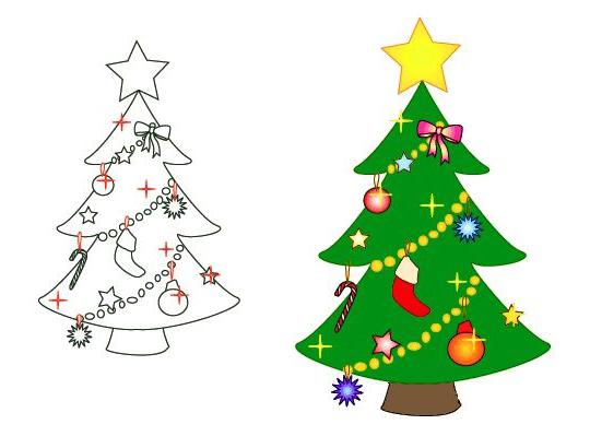 طريقة رسم شجرة كريسماس