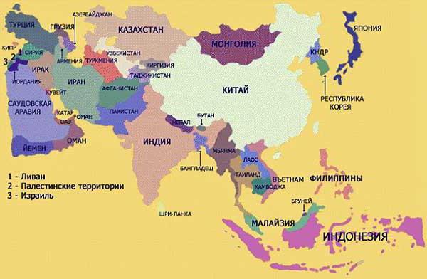 الدول من خريطة آسيا الخارجية
